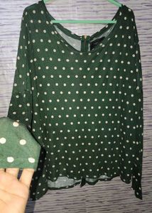 Green Polka Dot Long Sleeve Top