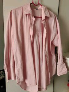 Oversized Pink Button-Up Shirt