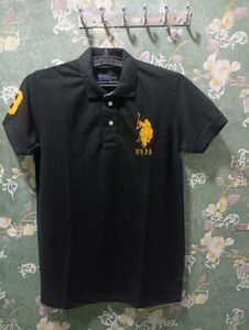 us polo l size black and peach colour T-shirt