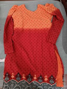 Red-Orange Printed Kurti