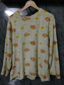 Cozy Cartoon Print Pajama Top