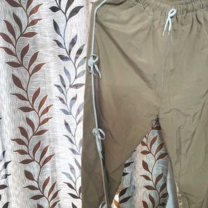 Khaki Wide-Leg Pants with Bow Details