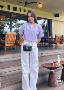 y2k tokyo misfit cropped lavender shirt