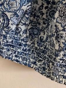 Blue Floral Print Tunic Top