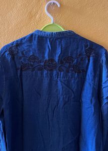 Blue Denim Embroidered Top