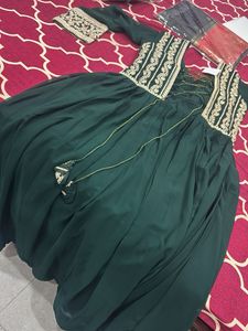 Elegant Teal Embroidered Ethnic Gown
