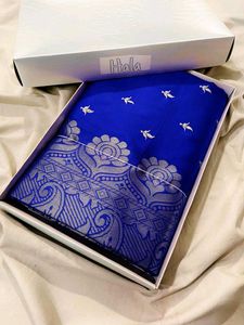 Stunning Satin Silk Embroidery Work Saree