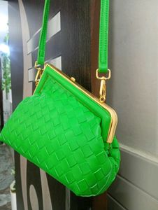 Green Woven Clutch Sling Bag