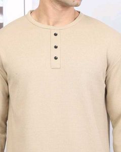 Shein Full Sleeve Mock Button Placket Textured Tsh