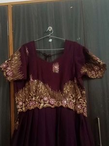 Maroon Ethnic Gown with Gold Embellishments