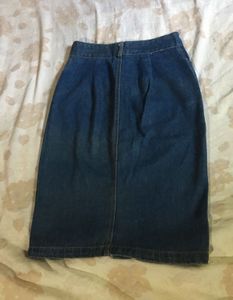 Classic Blue Denim Button-Front Skirt