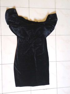 Black Velvet Off-the-Shoulder Dress