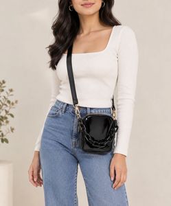 Chic Black Crossbody Bag with Chain