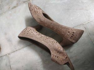 Glittery Open Toe Heels