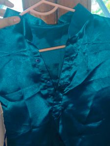 Teal Kurta With Scarf Set