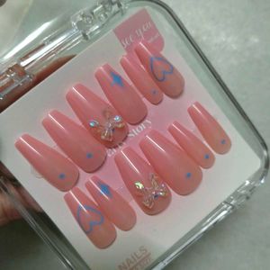 Pink French Press-On Nails