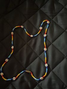 Colorful Beaded Flower Necklace