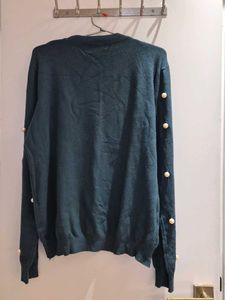 Pearl Detail Teal Sweater