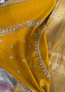 Libas Designer Yellow Saree with 2 Unstitched Blou