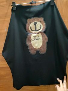 Cute Bear Graphic Black Tunic Top