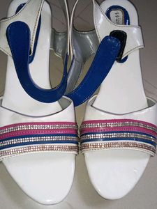 Sparkling White Wedge Sandals