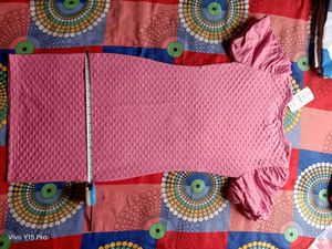 Chic Puff Sleeve Textured Pink Dress || celebrity