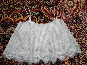 Striped Cami Top with Lace Trim