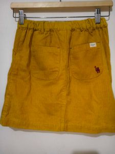 Girls Yellow Corduroy Button-Front Skirt