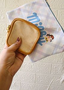 Cute Leather & Cartoon Pouch Set