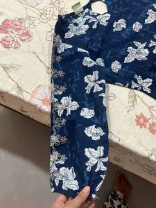 Navy Blue Floral Print Dress