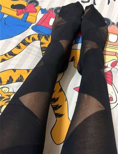 Sheer Black Cross pattern Stalkings
