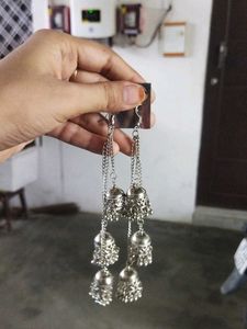 Oxidized Silver Jhumka Earrings