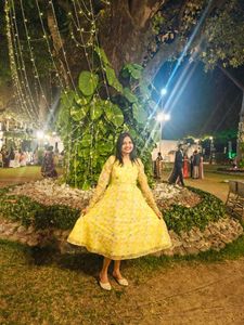 Beautiful Yellow Floral pure organza Ethnic Gown
