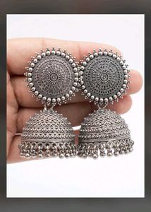 OxidizedJewelry #JhumkaEarrings #SilverBangles #Et