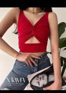 DATE PERFECT Red Cut out Sexy Chic Top