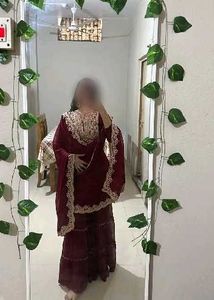Elegant Maroon sharara Set with Dupatta
