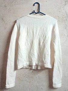 Classic White Button-Up Cardigan Cropped