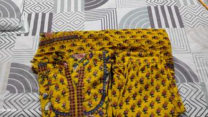 beautiful yellow Floral Print Kurta with Dupatta