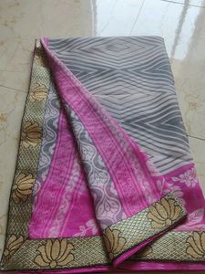 Beautiful Printed Saree with Golden Border