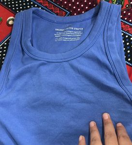 Blue Ribbed Tank Top