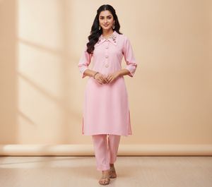 Elegant Pink Embroidered Kurta set