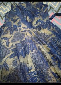Elegant Blue Leaf Pattern Lehenga Choli