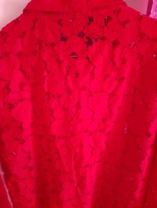 Splash Red Lace Button-Down Tunic