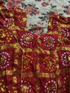 Beautiful Red Bandhani Banarsi kurti