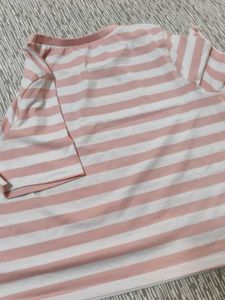 Pink &amp; White Striped Graphic Tee