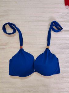 Blue Halter Bikini Top