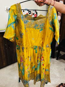 Vibrant Yellow Embroidered shrara set