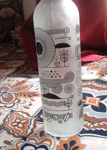 Frosted Glass Water Bottle with Artistic Design