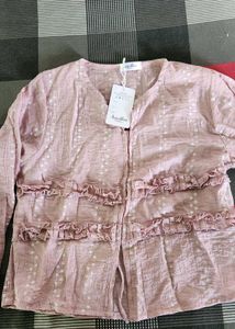 Pink Printed top with Ruffles