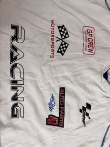 White Racing Graphic Long Sleeve Top
